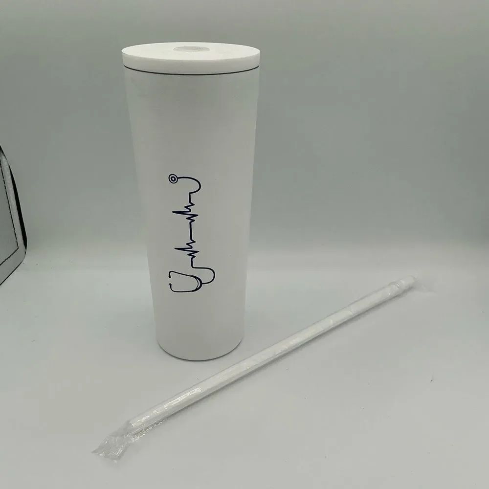 White Tumbler with Stethoscope Design New